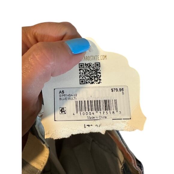 Altar'd State Blue Multi-Color Striped Bell Bottom Denim Jeans Women Sz S - Picture 9 of 11